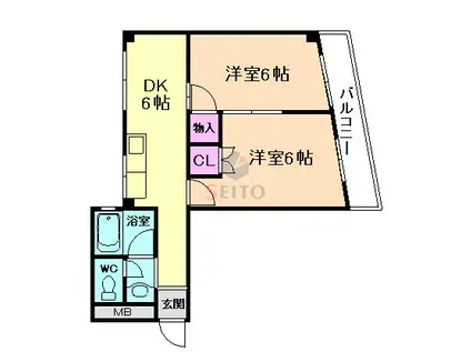 和田ビル(2DK/4階)の間取り写真