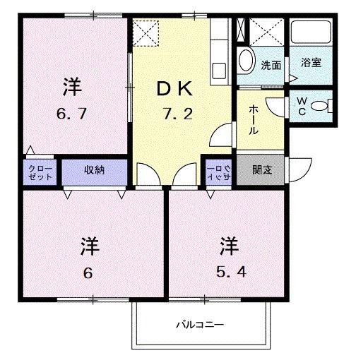 ハイツFLOWER(3DK/2階)の間取り写真