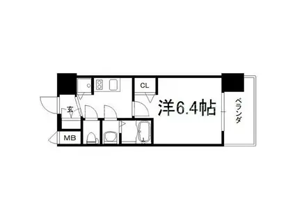 アドバンス大阪グロウス(1K/6階)の間取り写真