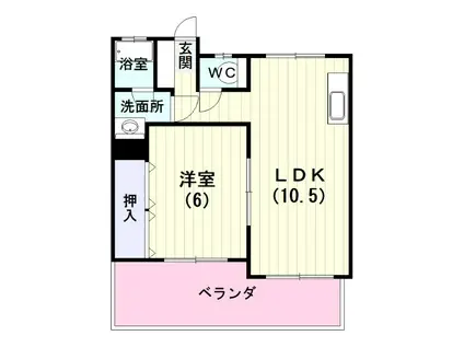 宮崎マンション(1LDK/3階)の間取り写真