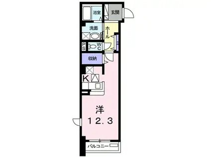 メゾン堂ノ前A棟(1K/1階)の間取り写真