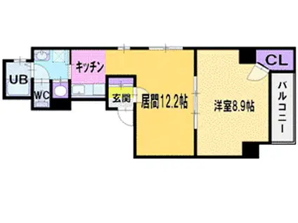 アパネス新札幌(1LDK/9階)の間取り写真