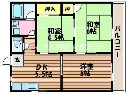 中村マンションD(3DK/2階)の間取り写真