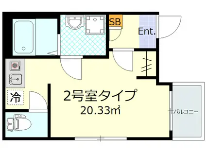 ラソルティ横浜(1K/3階)の間取り写真