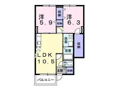 エスペランサ A(2LDK/1階)の間取り写真