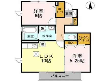 セジュールオーク(2LDK/1階)の間取り写真