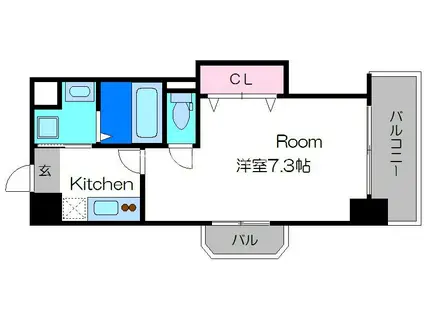 URESIDENCE京橋(1K/6階)の間取り写真