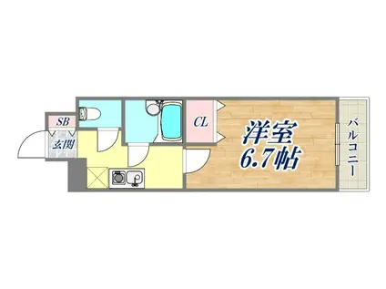 アモーレ伊丹(1K/1階)の間取り写真
