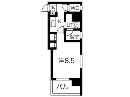 グランエターナ名古屋鶴舞(1K/7階)の間取り写真
