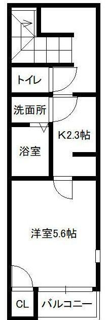 仙港SKY(1K/2階)の間取り写真