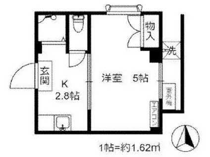 サンレントコーポ(1K/1階)の間取り写真