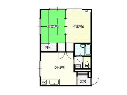 レヴール綾田(2DK/1階)の間取り写真