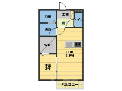 グランドソレーユB(1LDK/2階)の間取り写真