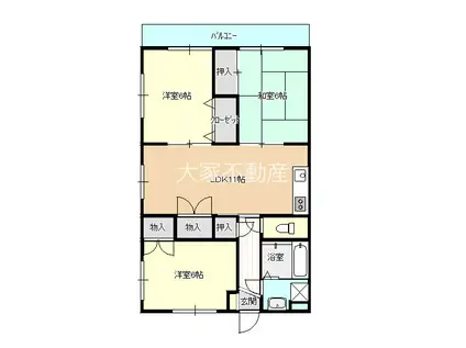 グランディール松尾(3LDK/3階)の間取り写真