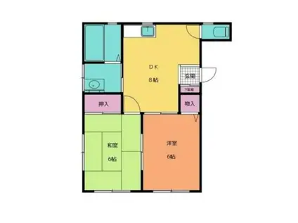 コーポアユミ(2DK/1階)の間取り写真