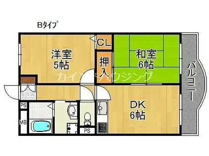 玉出グリーンプラザ(2DK/3階)の間取り写真