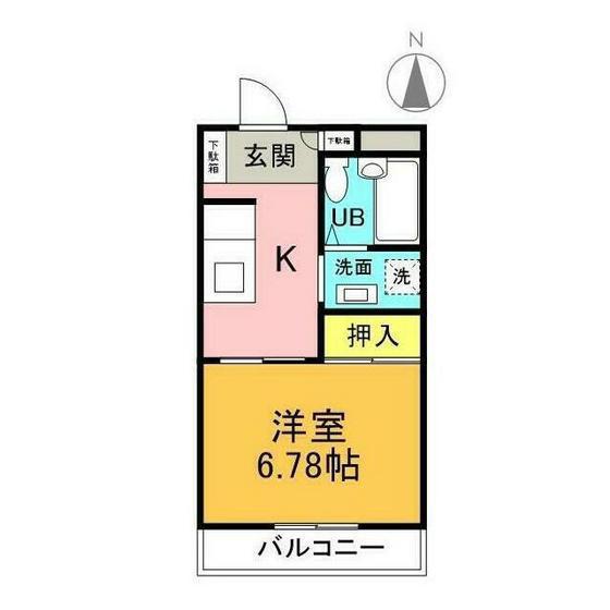バースランド安積(1K/3階)の間取り写真