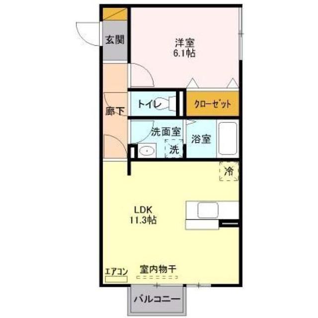 グランドコートB(1LDK/2階)の間取り写真