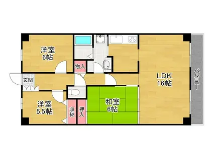 PHOENIX COURT交野I 北棟(3LDK/2階)の間取り写真