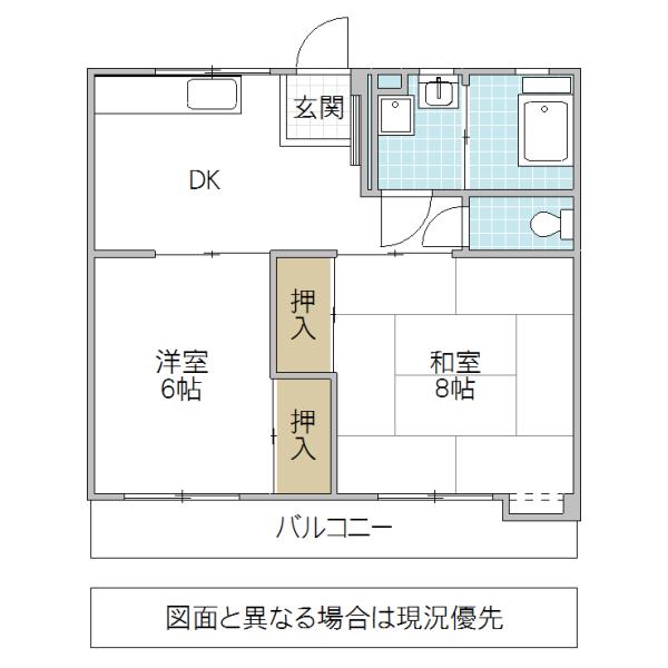 金井ビル(2DK/2階)の間取り写真