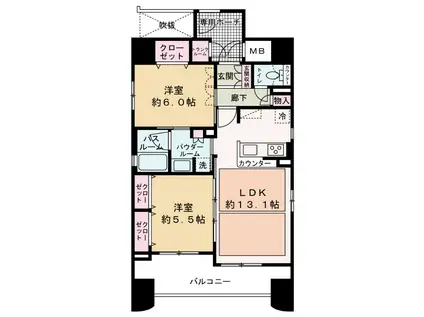 エステムコート船場プレミア(2LDK/3階)の間取り写真