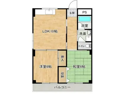 福沢ビル(2LDK/4階)の間取り写真