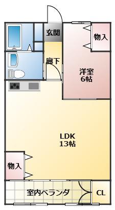 クレールきらら(1LDK/2階)の間取り写真