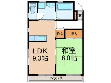 レジデンス梶島(1LDK/2階)の間取り写真