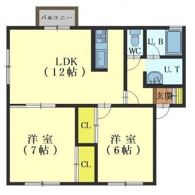 ハイツハーティリー(2LDK/2階)の間取り写真