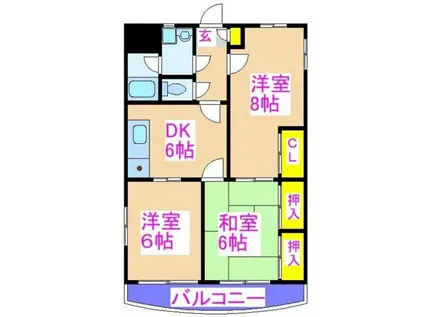 サンクレール住吉(3DK/4階)の間取り写真