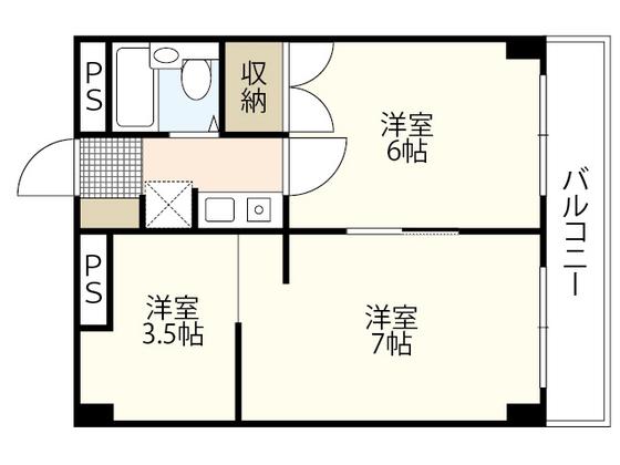 庚午パールマンション(3K/2階)の間取り写真