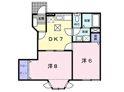 ラッフィナ-ト(2DK/1階)の間取り写真