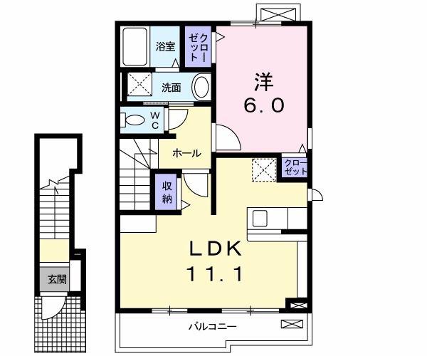 プリマベーラ A(1LDK/2階)の間取り写真