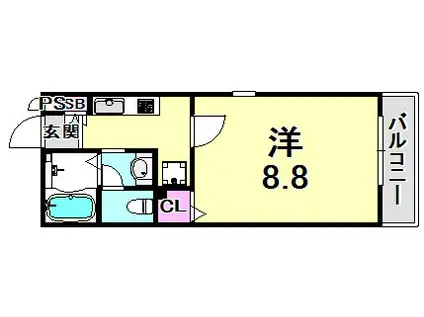 リタフラッツA棟(1K/2階)の間取り写真