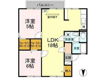 フレールやすなり(2LDK/2階)の間取り写真