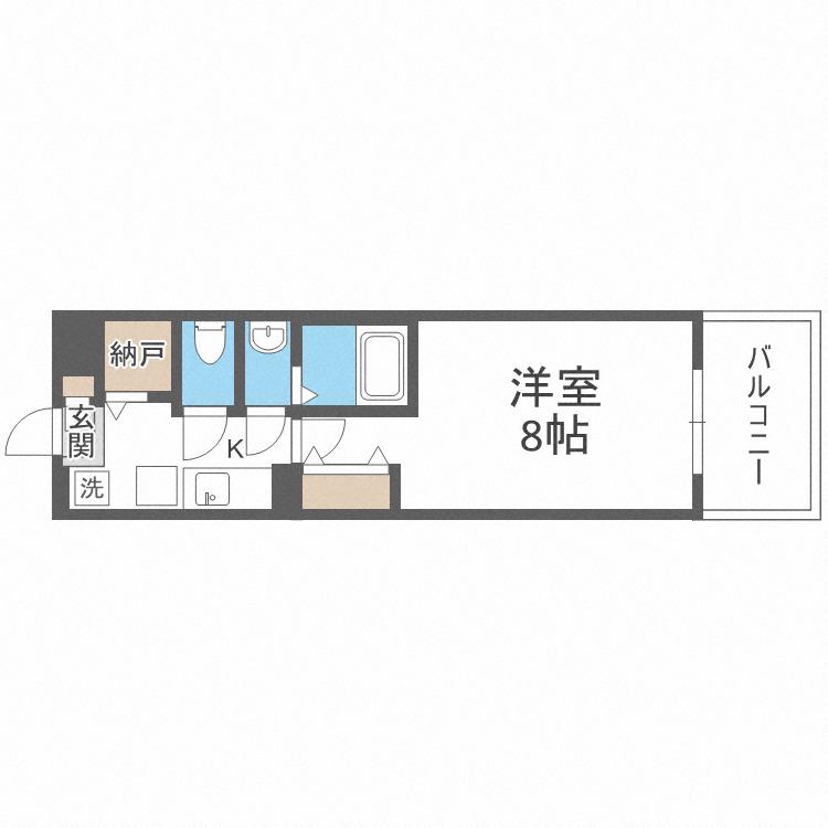 LUXE難波南(1K/4階)の間取り写真