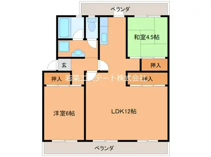 サルヴァトーレ小森野(2LDK/4階)の間取り写真
