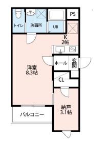 OUTRIGGER六十人町(1LDK/2階)の間取り写真