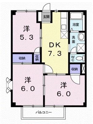 ドミールマイン(3DK/2階)の間取り写真