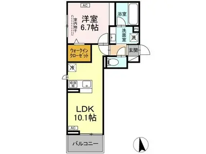 VERITE(1LDK/2階)の間取り写真