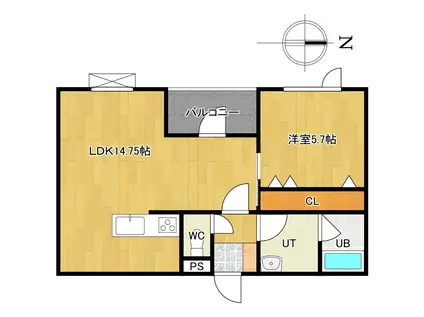 NEWーRICH(1LDK/3階)の間取り写真