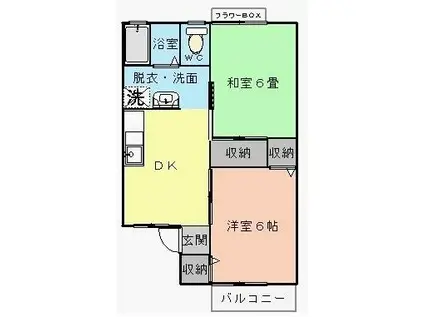 アリコベール(2DK/2階)の間取り写真