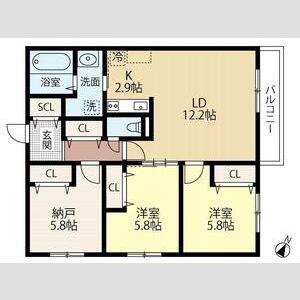 WELLBRIGHT朝日RESIDENCE(3LDK/2階)の間取り写真