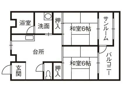 フロール(2DK/3階)の間取り写真