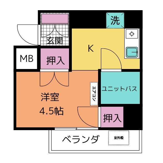 ARECX五井(ワンルーム/5階)の間取り写真