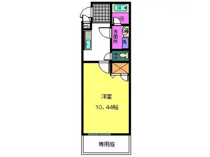 ヴィラソレイユ(1K/1階)の間取り写真