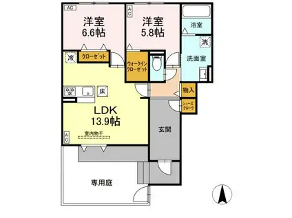 ベルネージュIII(2LDK/1階)の間取り写真