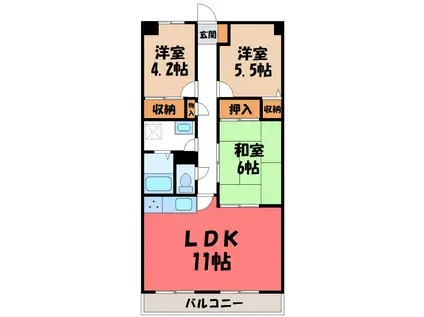 フォレストマンション(3LDK/2階)の間取り写真