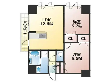 NICEマンション九品寺熊大医学部前(2LDK/4階)の間取り写真