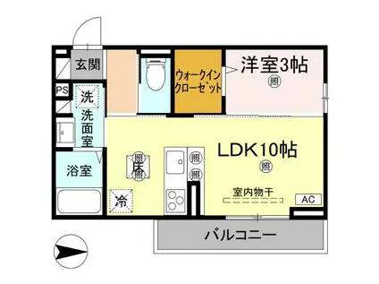 ドリーム庄町II(1LDK/1階)の間取り写真